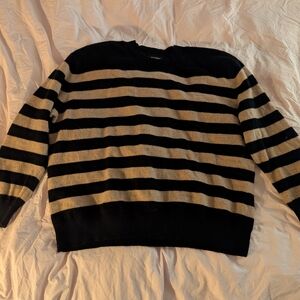 NAADAM Black and Cream Striped Sweater
